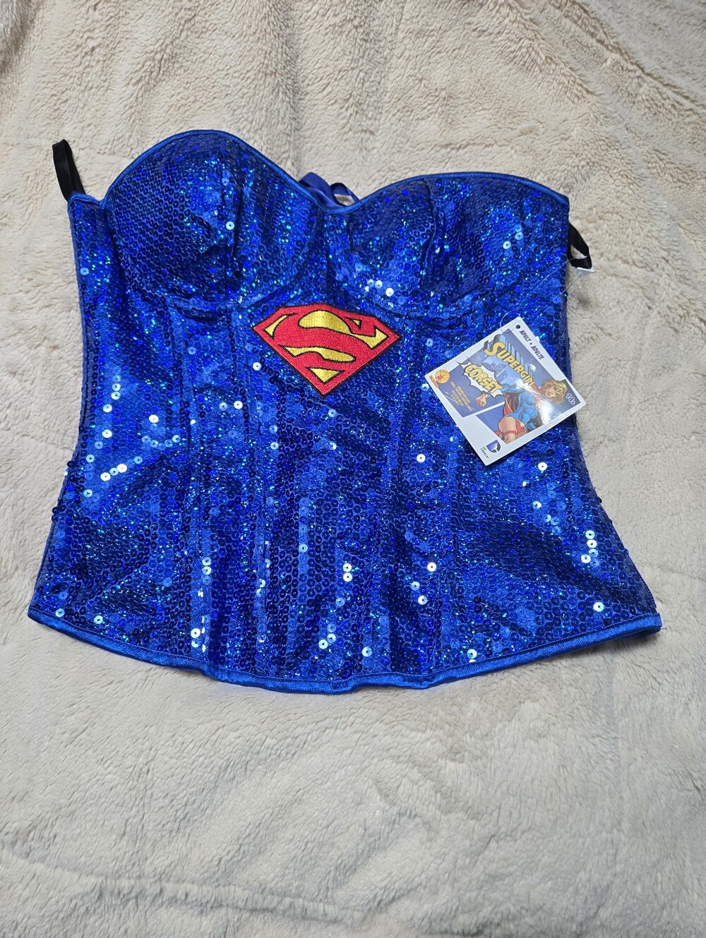 ADULT SUPER GIRL CUSTOM, Supergirl Sequin Corset cosplay halloween costume M - L
